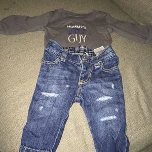 Long sleeve onesie with ripped jeans